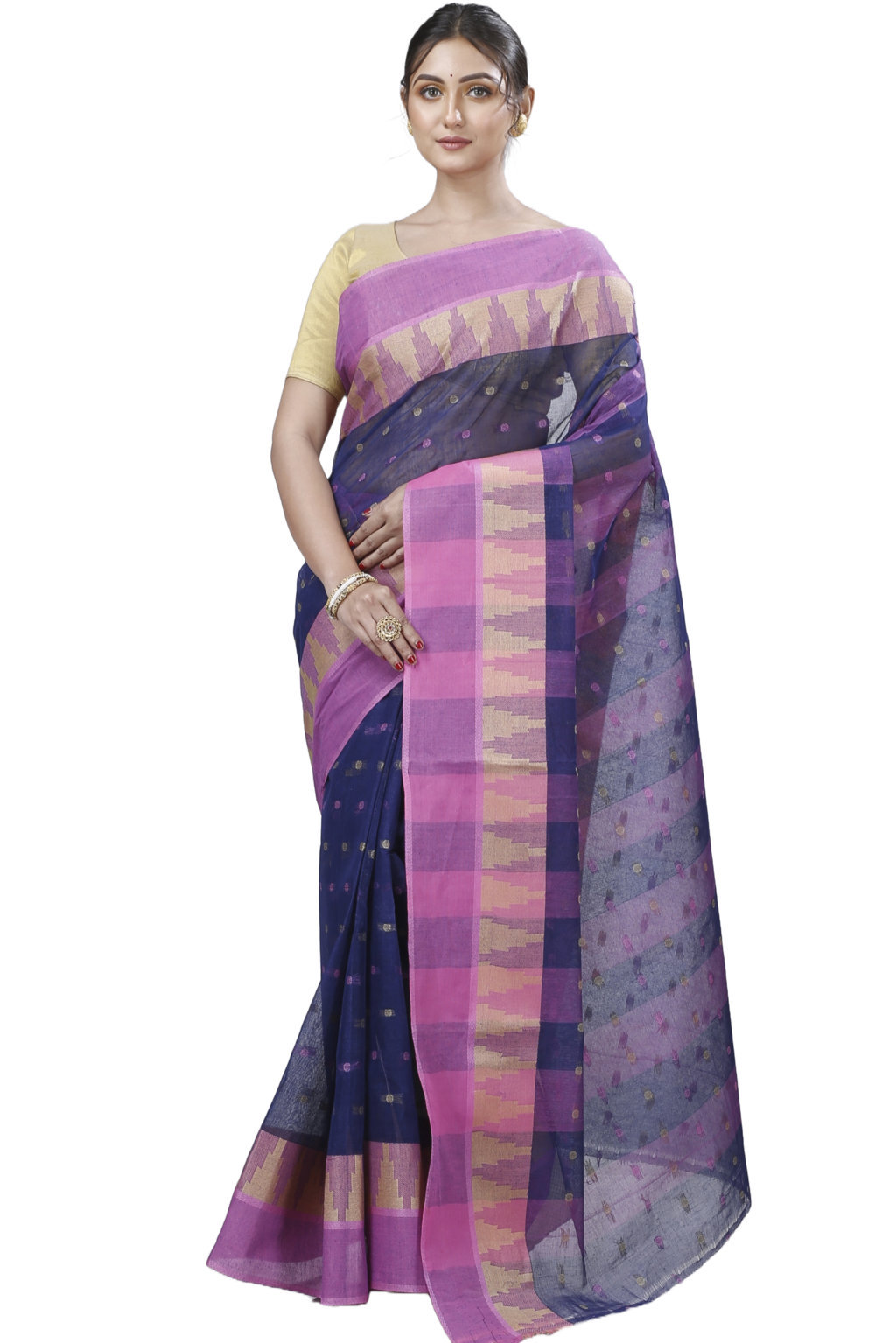 Naby Blue Pure Cotton Jamuna Tant Saree (1312)